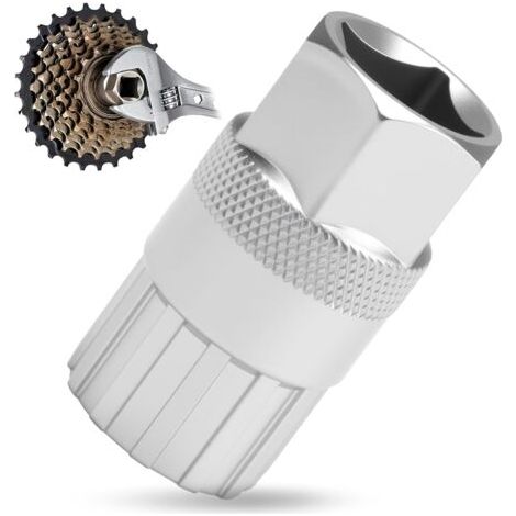 Attrezzo 2 in 1 per la rimozione della cassetta del cambio, compatibile con Shimano, 5-12 velocità, estrattore per cassetta, rimozione freno a ruota libera, attrezzo per bicicletta, acciaio trattato t (1/5)