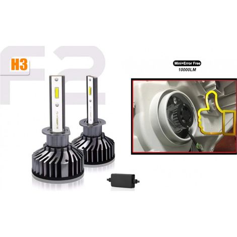 Kit d'ampoules LED mini F2 H3 12V/24V 72W 10000 lm pour phares — compatible CAN-bus sans erreur