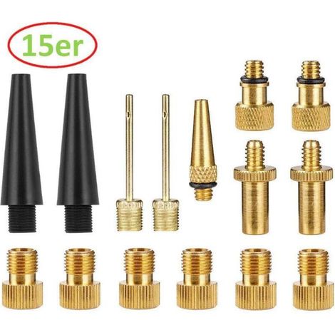 Fahrradpumpenadapter [15er Pack], Fahrradventiladapter, Ballpumpennadeladapter und konische aufblasbare Düsen, für Fahrradpumpe, Ball, Motorboot