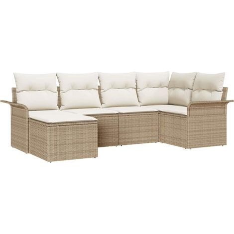 Maison Exclusive - Gartensofa-set mit Speicher 6 pcs Beige Poly-R