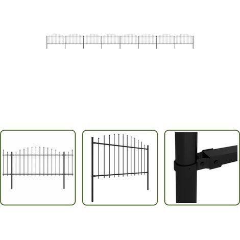 vidaXL Gartenzaun mit Speerspitze - Gartenzaun mit Speerspitze Stahl 1426 x 150 cm Schwarz (1/5)