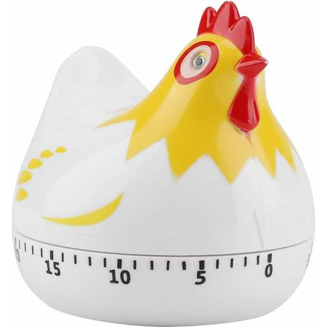 Minuterie de cuisine de dessin animé mignon, mini dessin animé poulet compte à rebours 60 minutes minuterie de cuisine mécanique pour la cuisson (blanc) (1/5)