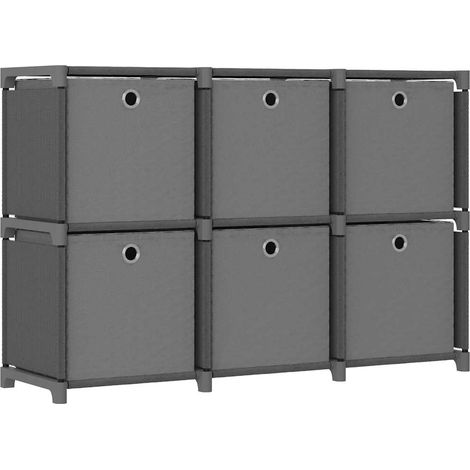 Étagère d'affichage 6 cubes et boîtes-Coffre de rangement-Stockage Rangement Gris 103x30x72,5 cm Tissu 134286 (1/5)