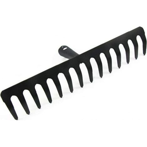 Hand-held metal garden rake with 14 tines, for collecting fallen leaves and loose soil. An ideal gardening tool for lawns and gardens. (1/5)