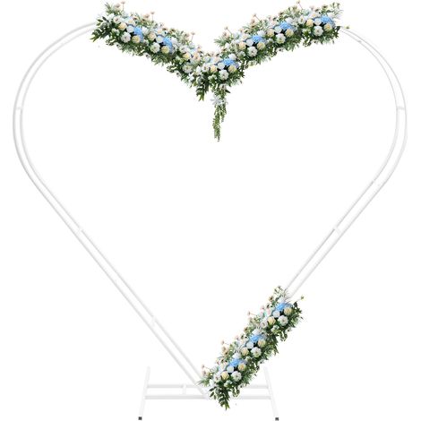 Arche de mariage métallique blanche en forme de cœur, 207,5 × 206,5 cm, support d'arche de fond pour photo, mariage, Saint-Valentin, fêtes, cérémonie et événement (1/5)
