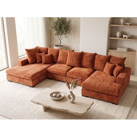 Wohnlandschaft mit Schlaffunktion BENICIO Sofa in Stoff Flow Ziegelrot (1/5)
