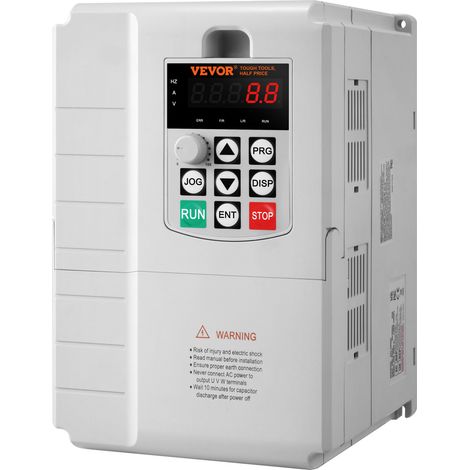 Variateur de Fréquence 7,5 kW Convertisseur de Fréquence 10 CV 34 A 0-400 Hz VFD avec Entrée Monophasé, Sortie Triphasé, Contrôle de Vitesse, Refroidissement Rapide, pour Moteurs de Machine (1/5)