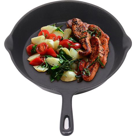 Cast Iron Skillet Pan Enamel Frying Pan Grill Pan for Kitchen BBQ Hobs 10 Inch(25cm) (1/5)