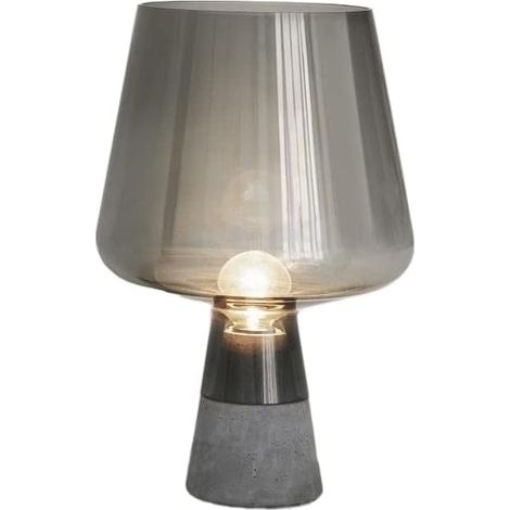 Moderne Nordique Créatif Moderne Minimaliste Ciment Salon Lampe de Table Jardin Chambre à coucher Vidre d'étude LED Protection des yeux Lampe de table Décor (Couleur: Gris, Taille: 20CM) (1/5)