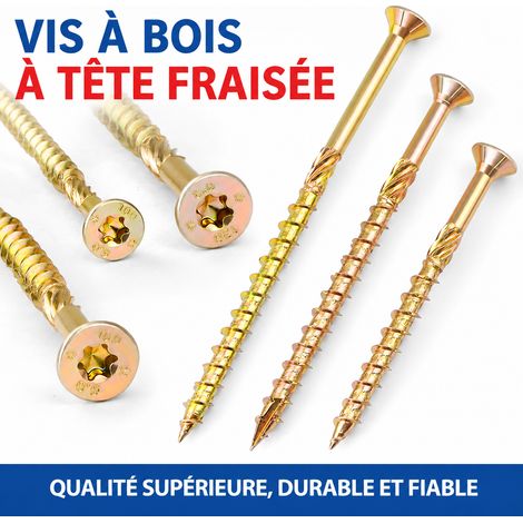 Vis à bois tête fraisée Torx en acier au carbone M8 x 180 mm lot de 50 pièces m8 180 1 g – Livraison gratuite (1/5)