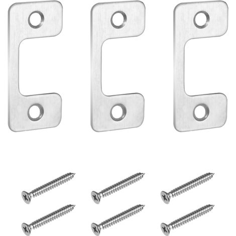 Adjustable Strike Plate for Exterior Doors, Home and Rental Security, Large Hole Strike Plate for Door Strike Plate, Deadbolt Strike Plate for Latches and Electronic Locks, 3 Pack (1/5)
