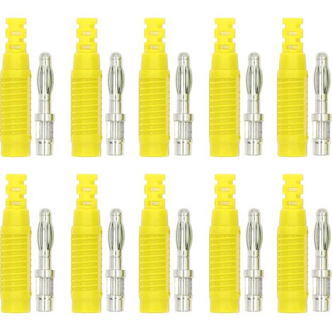 10 Pièces Connecteur Mâle Banane Laiton Jack PA à Montage par Pression Tube Isolant Sonde Adaptateur J.10031 Jaune (1/5)