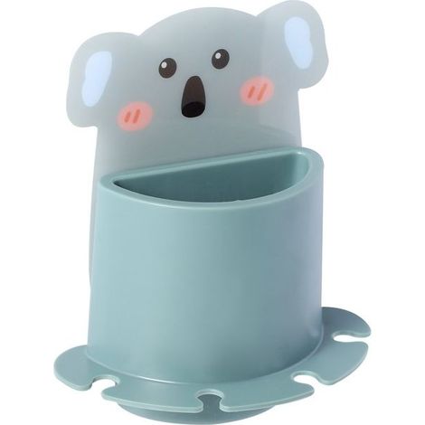 Zahnbürstenhalter mit Cartoon-Motiv, wandmontierte Toilettenaufbewahrungsbox mit Saugnapf, Badezimmer-Zahnbürstenbox-Zubehör (Blauer Koala) (1/5)