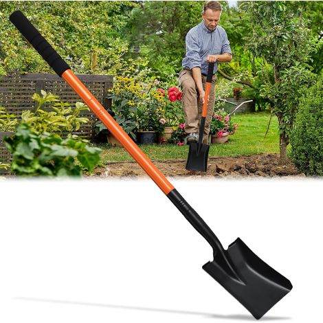 Petites Pelle Jardinage avec Manche en Acier Inoxydable de 110 cm, pelles en métal détachables très résistantes pour Le Jardinage, Le Camping et Le creusement de tranchées, Noires (1/5)