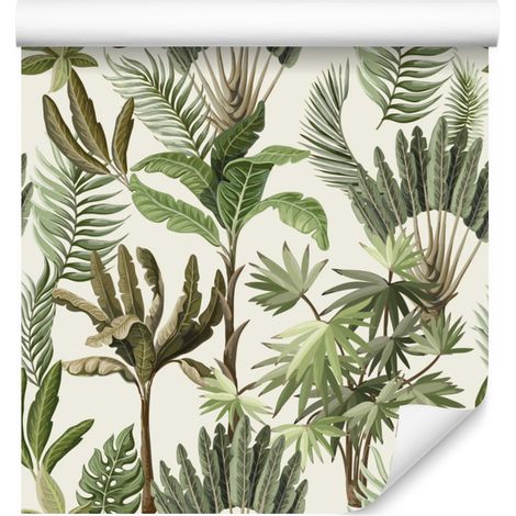 Papier peint vintage à motifs de feuilles exotiques 50x1000 cm (1/5)