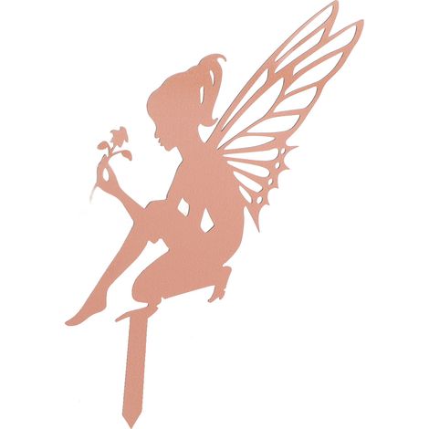 Piquets décoratifs de jardin en métal, silhouette de fée, décoration printanière pour jardin extérieur (1/5)