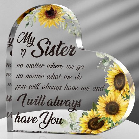 Plaque acrylique amitié pour sœur et meilleure amie – Cadeau fleuri remerciement, anniversaire, Noël et Thanksgiving, décoration féminine en acrylique - 8.5x8.5x1cm (1/5)
