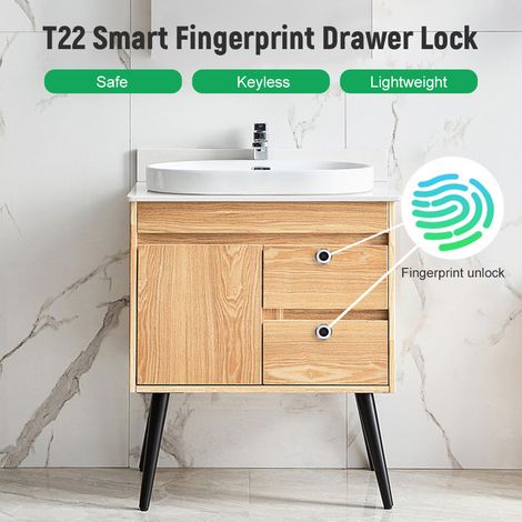 [JAMAIS UTILISÉ]Serrure électronique biométrique sans clé T22 à empreinte digitale pour tiroir, rechargeable par USB, idéale pour la maison ou le bureau. (1/2)