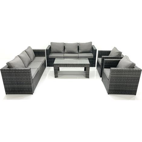 Fimous Rattan Garden Furniture Sofa Set with Coffee table Armchair Dark Grey Mixed (1/5)