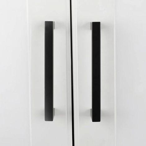 Poignée de meuble de cuisine noire, entraxe 128 mm, poignée de meuble en acier inoxydable, convient pour porte de meuble de cuisine, 2 pièces (1/5)