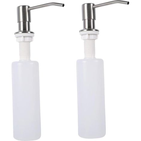 Set aus zwei Edelstahl-Seifenspendern für die Spüle, 350 ml, silber, nachfüllbare Tischpumpe für den Hausgebrauch - AquaForge (1/5)