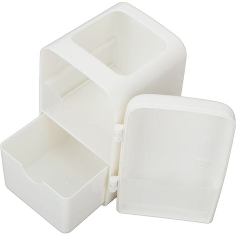 Porte-pinceaux de maquillage mignon, aspect réfrigérateur, boîte de rangement compacte et anti-poussière avec tiroir hermétique pour la chambre à coucher (1/5)