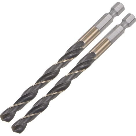 2Pcs Haute Vitesse Acier Hexagonal Tige Foret Hélicoïdal 7mm Perçage Diamètre avec 1/4 Pouce Hexagonal Tige 105mm Longueur (1/4)