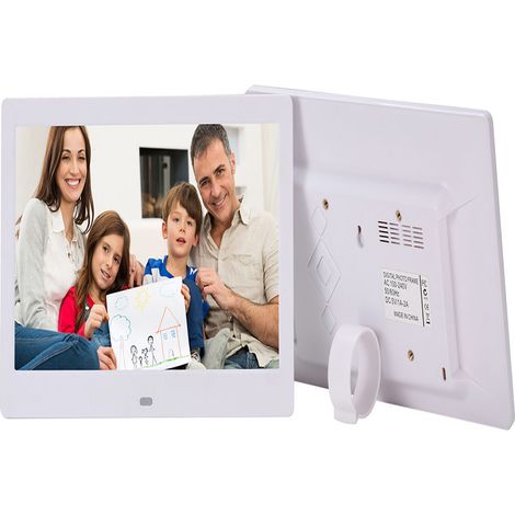 10,1-Zoll-Digitalfotorahmen in Weiß mit HD-Auflösung, Uhr, Video- und MP3-Player sowie Fernbedienung