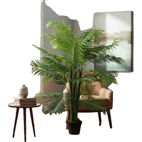 Palmera Fénix artificial, para interiores, decoración realista, verde militar. (1/2)