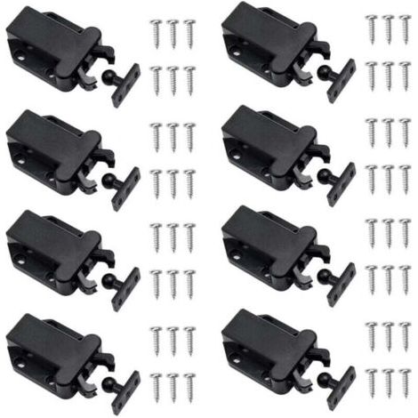 8 Pièces Loquets à Libération Tactile Loqueteau Pousse Lache Loquets de Porte Non Magnétiques pour Placard Meubles Porte Armoire Loquet Tactile Noir