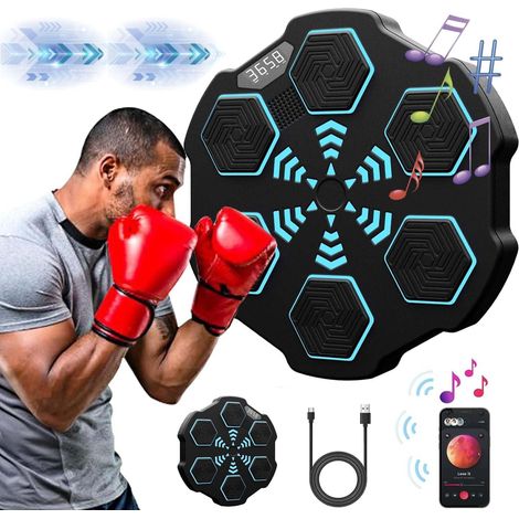 Machine de Boxe électronique, LED Intelligente Boxe Musicale, Machine de Boxe Musicale à Domicile, Appareil de Boxe électronique Portable Mural, Machine d'entraînement de boxe pour Adultes et Enfants (1/5)