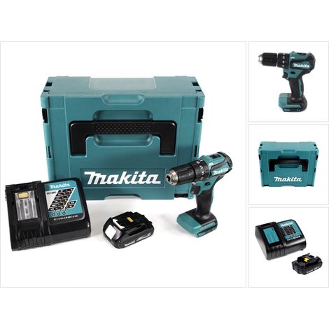 Trapano avvitatore a percussione a batteria Makita DHP 483 Y1J-D 18V 40Nm in Makpac + 1x batteria 1,5 Ah + caricabatterie