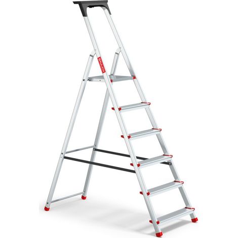 Échelle domestique en aluminium avec plateau, 6 marches, 125 kg