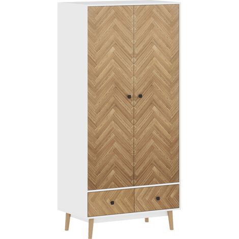 HOMCOM Cabinet Wood-Effect Sticker Surface with 2 Storage Shelves, White (1/5)