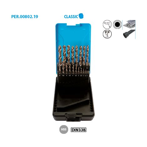 COFFRET 19 FORETS METAL ACIER PRO D.1 A 10MM - 802.000.19 - LEMAN (1/2)