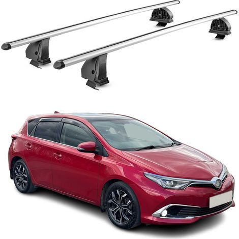 OMAC Aluminium Dachträger Querträger für Toyota Auris II 2012-2018 – TÜV / DIN 75302:2019 – Abschließbar – T-Nut – Max. 75 kg – 2 Stangen – Silber (1/5)