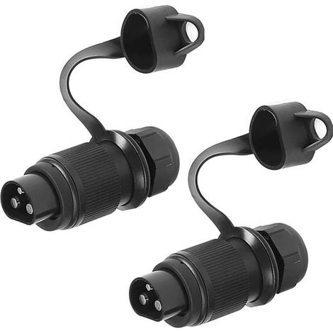 2 pièce Fiche Remorque 3broches 12v,Fiche Attelage 3 pin Mâle pour Agricole Véhicule,Voiture Porte-vélo,Prise d'attelage Male (1/5)