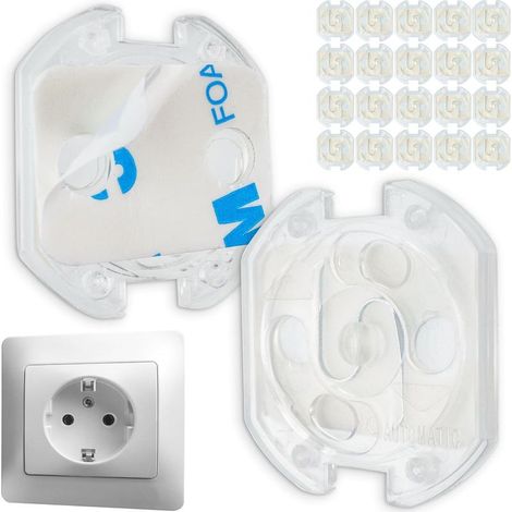 20 Pièces,Cache Prise Bébé à Coller, Transparent, Pour Prises Type F, Sûreté Enfants, Protection Des Doigts, Sécurité Bébé (1/5)