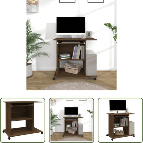 vidaXL Eichenfarbe - Schreibtisch Braun Eichen-Optik 80x50x75 cm Holzwerkstoff (1/5)