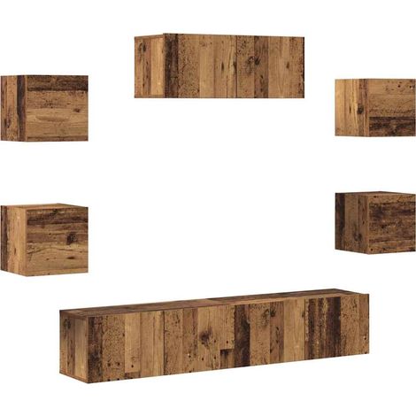 Maison Exclusive - 5-teiliges TV-Schrank-Set Wandmontage aus alte