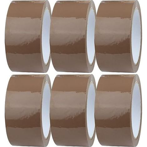6 x Rouleau de Ruban Adhésif Marron 44mm x 100m Ruban Adhésif d'emballage pour des Boîtes, des Envois, Déménagement Ruban Adhésif Transparent pour Colis & Emballage (1/5)