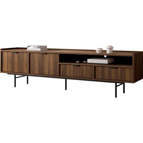 Mueble TV Studos II, Nogal, Número de puertas: 0, Número de cajones: 0, 200x55x40cm