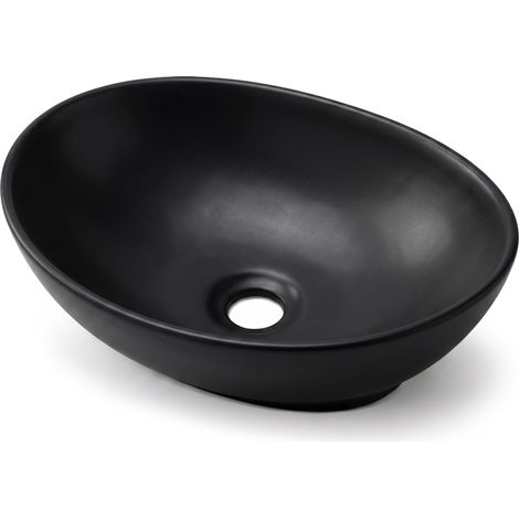Aufsatzwaschbecken Oval OVALIS Keramik 41 cm Schwarz Matt