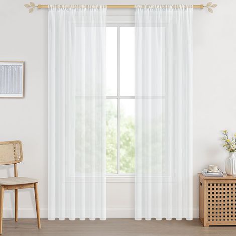 Rideaux Voilage Blanc Salon Moderne Lot de 2 140x240cm (1/5)