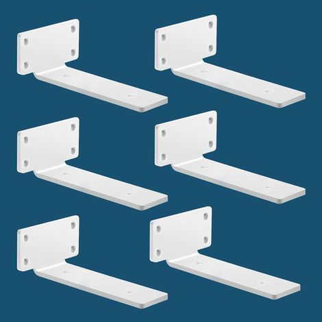 Lot de 6 Equerre Etagere Murale, équerre Industrielle,Equerre Charge Lourde,5 mm D'épaisseur, Support Invisible étagère Murale avec Vis (Blanc 20 cm) (1/5)