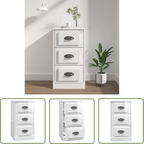 The Living Store Sideboard Hochglanz-Weiß 36x35,5x67,5 cm Holzwerkstoff - Sideboard - Wohnwand - Regal - Wohnzimmermöbel - Weißer Sideboard (1/5)