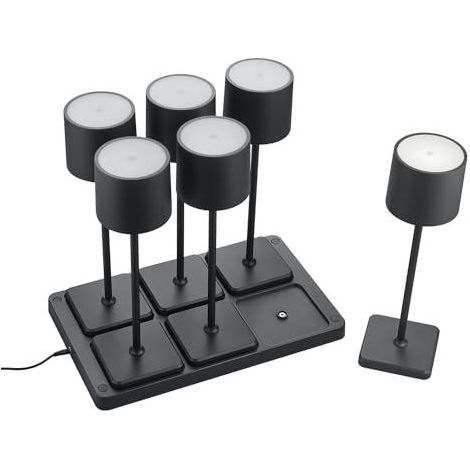 Reality Lámparas de mesa a pilas negro mate conjunto 6 piezas