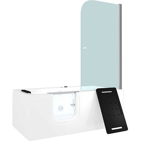 Seniorendusche Kombi Duschkabine Whirlpool Seniorenwanne mit Tür S15D-WP-L 160x85x215 cm OHNE 2K Scheiben Versiegelung