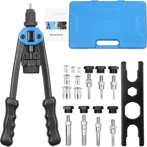 VURAHOME - 110Pcs main Rivet Nut riveteuse Tool Set Rivet Nut Setter Kit avec 100pcs assortis Rivet Nuts 7 metriques de Mandrin M3 / M4 / M5 / M6 / M8 / M10 / M12 et Moule Housse de transport (1/5)