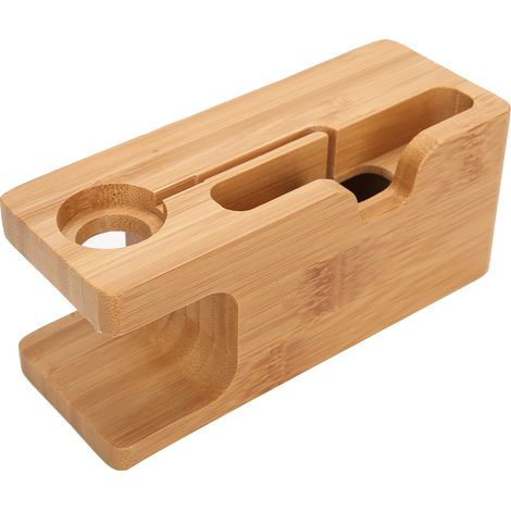 Bamboo Charging Dock Station for Mobile Phone Watch Portable Chargeable Holder Bracket (1/5)